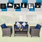Navy Outdoor Rattan Patio Set 4 Pieces with Sofa, Chairs and Coffee Table